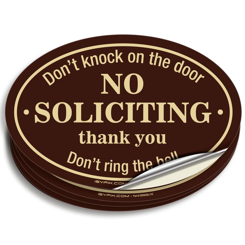 iSYFIX No Soliciting Sign Sticker for House, Home & Business - 4 Pack 7x4.6 inch - Premium Self-Adhesive Vinyl, Laminated for Ultimate UV, Weather, Scratch, Water and Fade Resistance, Indoor & Outdoor - Image 1